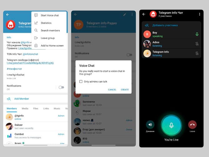 Telegram'dagi guruhlarda ovozli chat tashkil etish imkoniyati paydo bo‘ldi