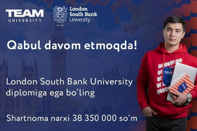 TEAM Universitetida 2020-2021 o‘quv yiliga hujjatlar qabuli davom etmoqda!