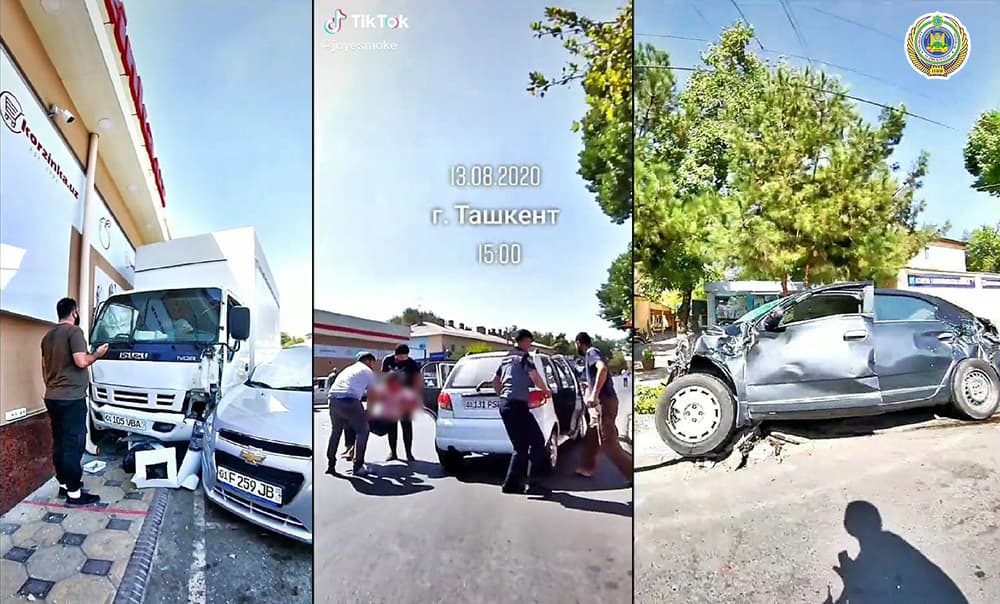 В Ташкенте произошло ДТП с участием четырех автомобилей