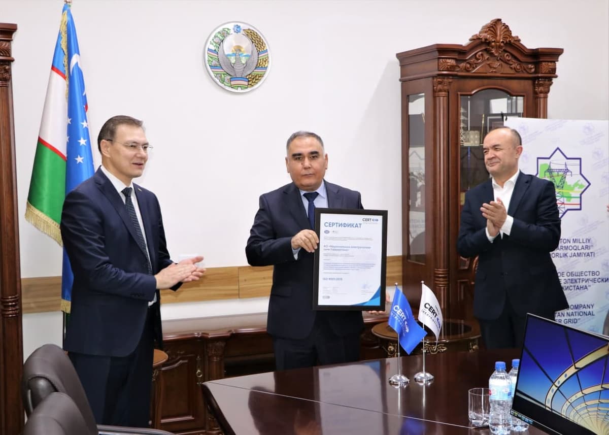 «O‘zbekiston milliy elektr tarmoqlari» ISO 9001 xalqaro standartining sifat menejmenti sertifikatiga ega bo‘ldi