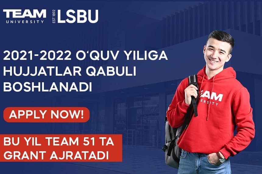 TEAM University 2021 yilda abituriyentlar va talabalarga 51 ta grantni taqdim etadi