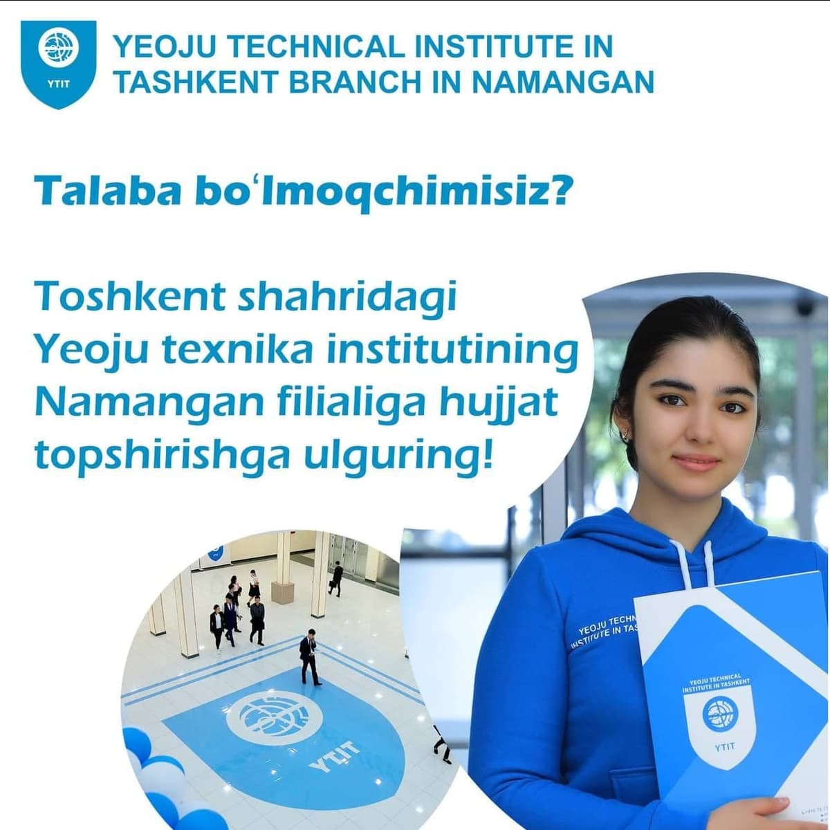 Yodju texnika institutining Namangan filialiga qabul davom etmoqda!