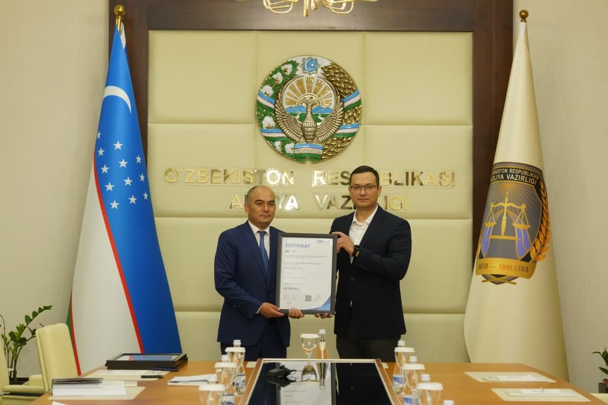 Adliya vazirligi ISO 9001 sifat standarti bo‘yicha xalqaro sertifikat oldi
