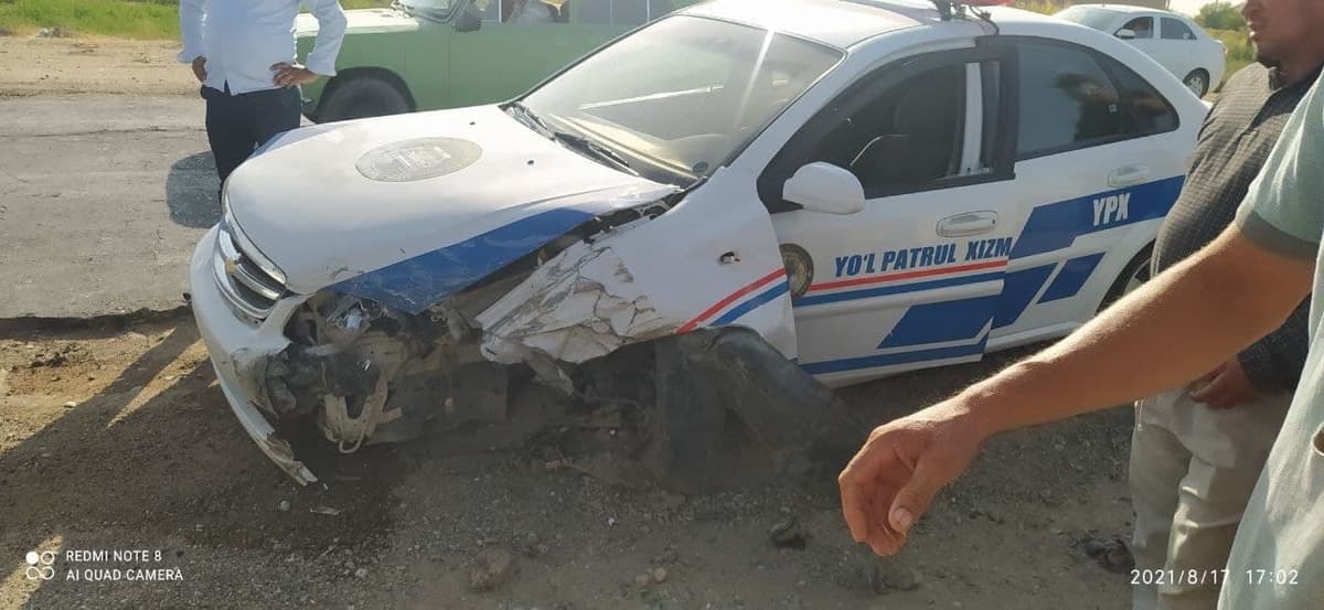 Qashqadaryoda yo‘l-patrul xizmati inspektori boshqaruvidagi Lacetti «avariya»ga uchradi