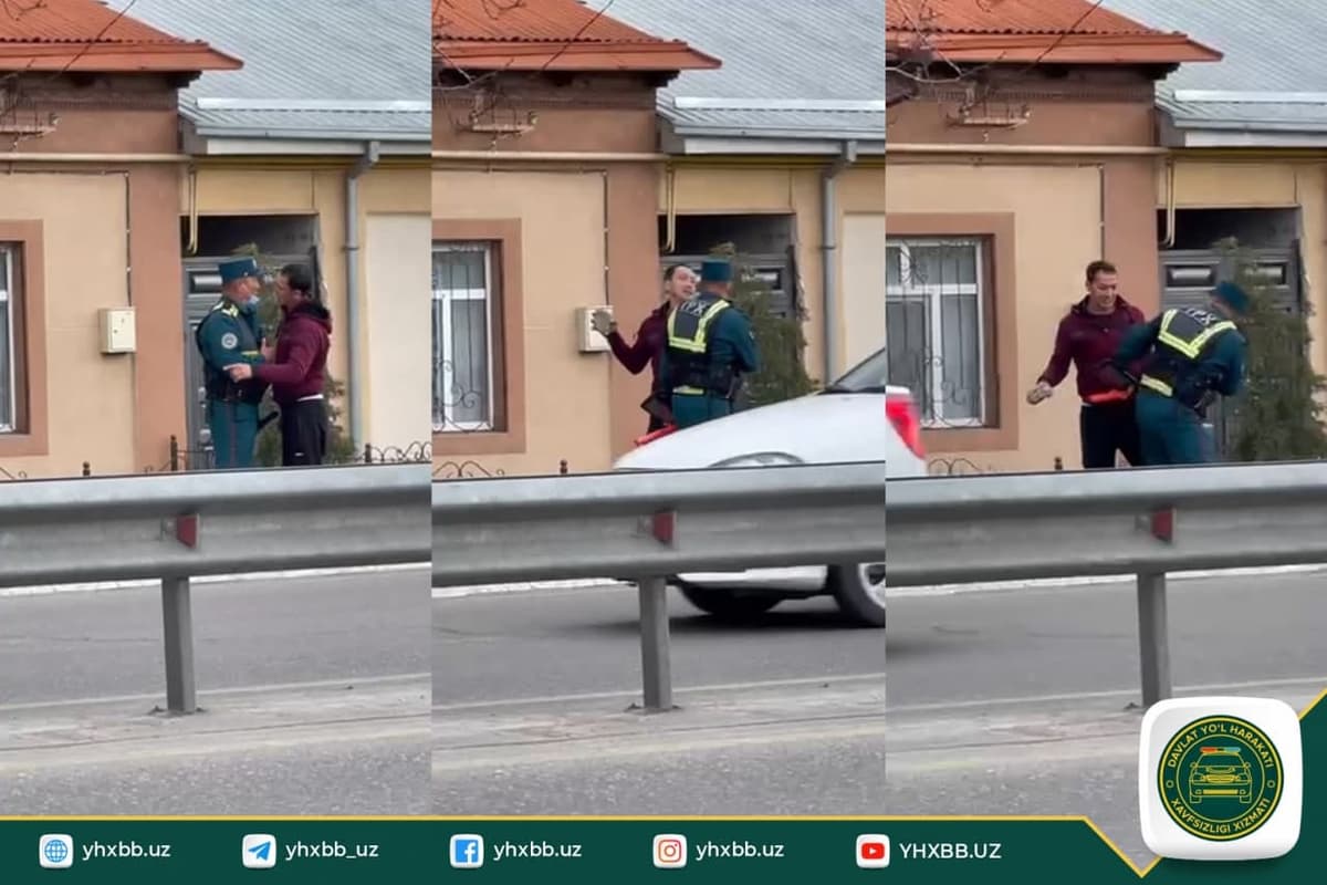 Toshkent viloyatida qizil chiroqda harakatlangani uchun to‘xtatilgan yuk avtomobili haydovchisi YPX xodimiga tosh bilan hujum qilishga urindi