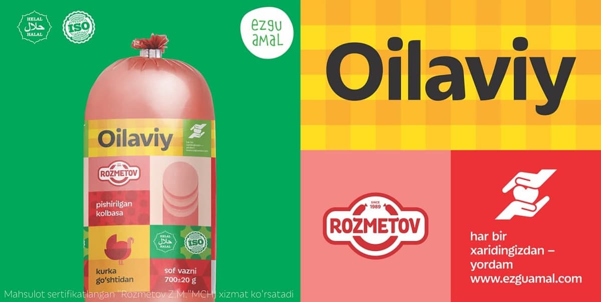 Yangi Rozmetov OILAVIY mahsulotini xarid qilib, siz Ezgu Amal xayriya jamg‘armasi bilan birgalikda ehtiyojmand oilalarga yordam bera olasiz