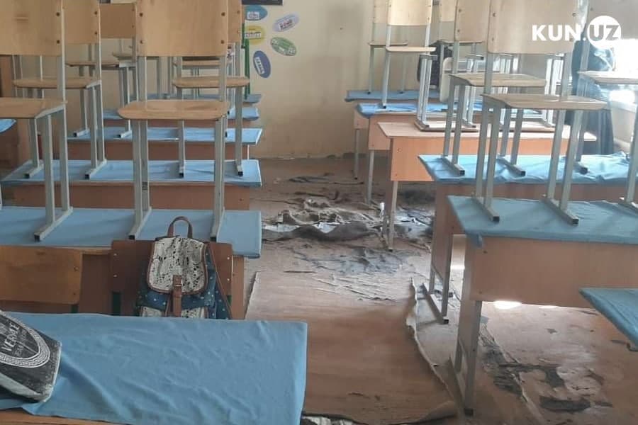 Buvaydadagi abgor sinf suratlari tarqaldi: o‘quvchilar zudlik bilan ko‘chirilib, xona ta'mirlanmoqda