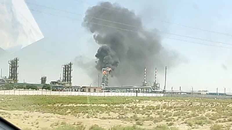 В Кашкадарье на одном из предприятий нефтегазовой отрасли вспыхнул крупный пожар