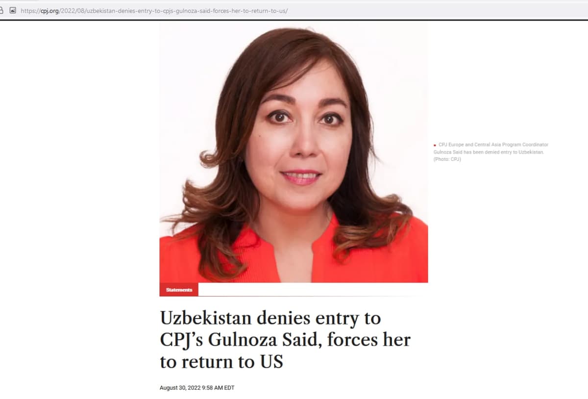 CPJ coordinator Gulnoza Said granted permission to enter Uzbekistan