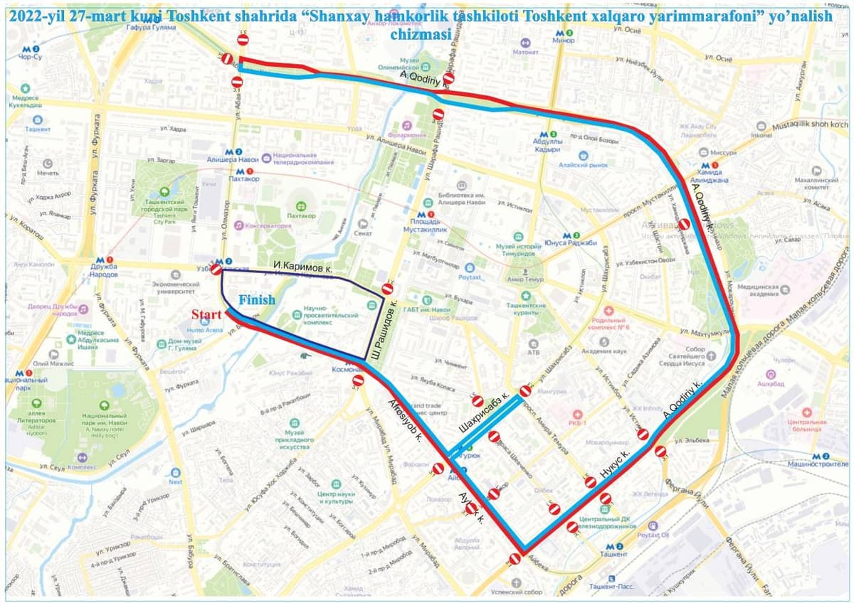 Number of streets to be temporarily closed in Tashkent