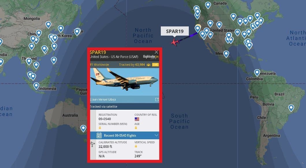 Самолет Нэнси Пелоси стал самым отслеживаемым бортом на Flightradar 