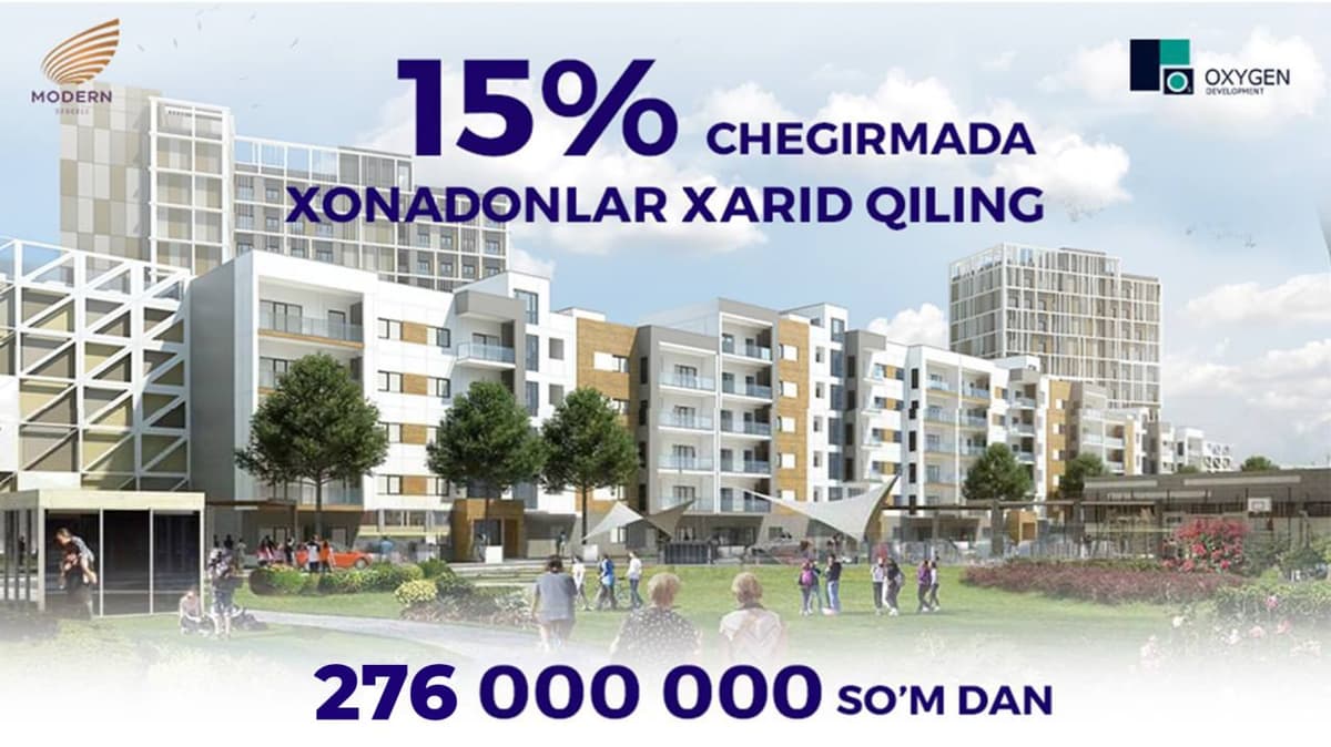 "Modern Sergeli” majuasidan 15 foizlik çegirmada, 276 000 000 sömdan boşlab xonadon harid qiling