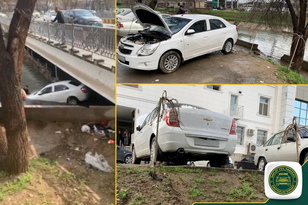 Toshkent shahrida Cobalt avtomobili suvga tushib ketdi