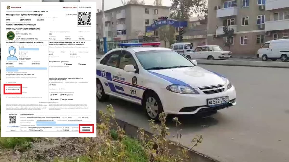 Farg‘onada Yo‘l-patrul xizmati xodimi yo‘l harakati qoidasini buzgani uchun jarimaga tortildi