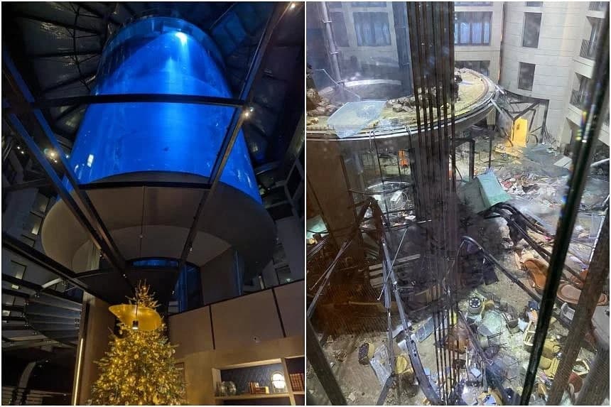 Berlin markazida ulkan akvarium yorilib ketdi