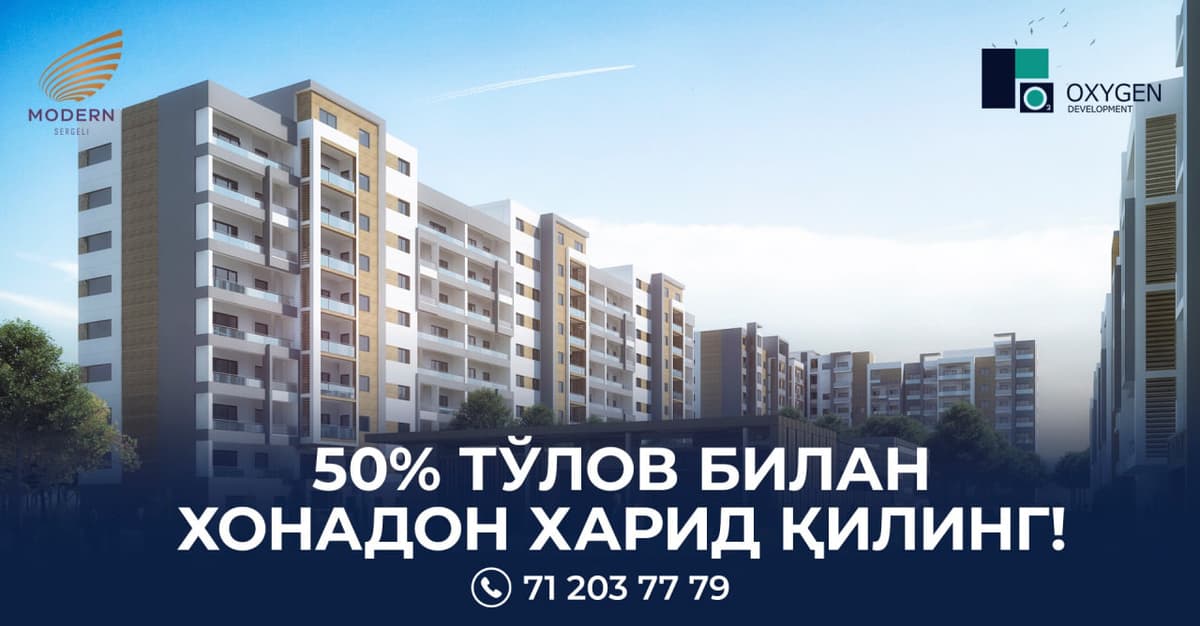 Endi 50% tölov bilan xonadon xarid qiling - qolganini esa uy kalitini olişda tölaysiz!