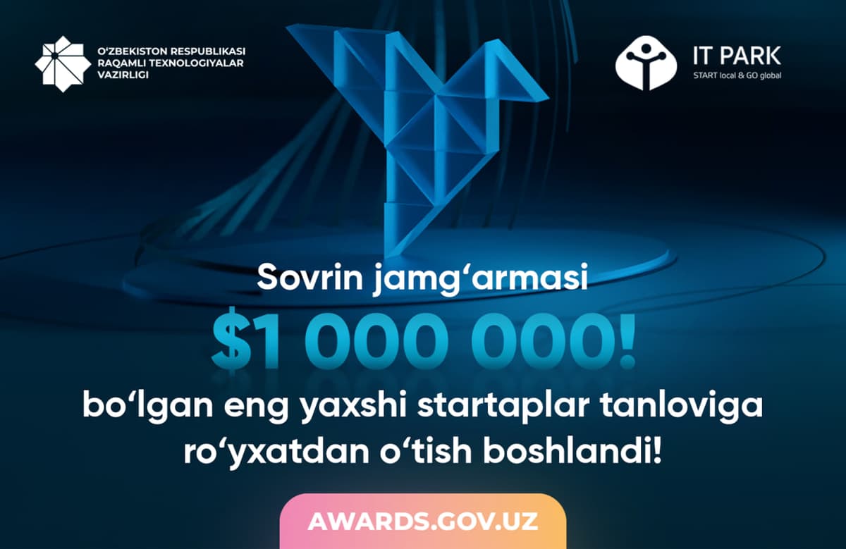 Sovrin jamg‘armasi 1 mln dollarni tashkil qiluvchi President Tech Award tanlovi e’lon qilindi