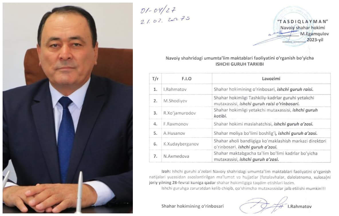 Навоийда ҳоким мактабларга текшириш юборди. Бу ҳукумат қарорига зид