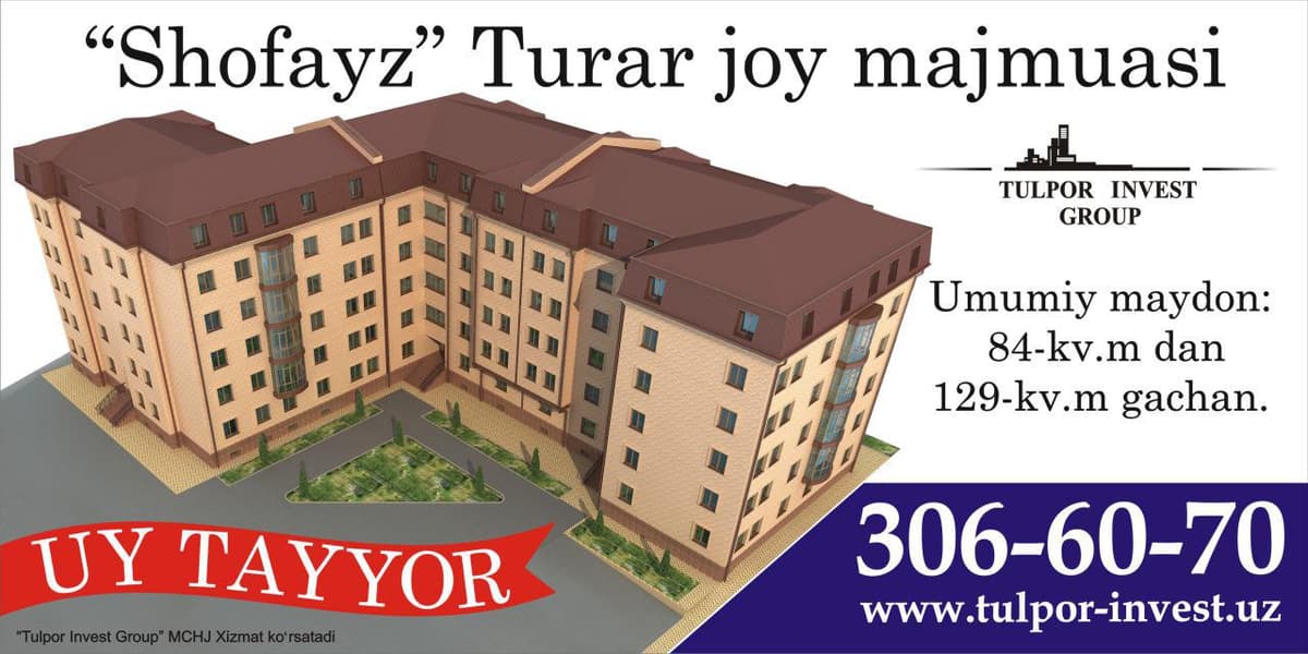 “Tulpor Invest Group” уйлари – сизнинг хотиржамлигингиз учун шинам масканлар