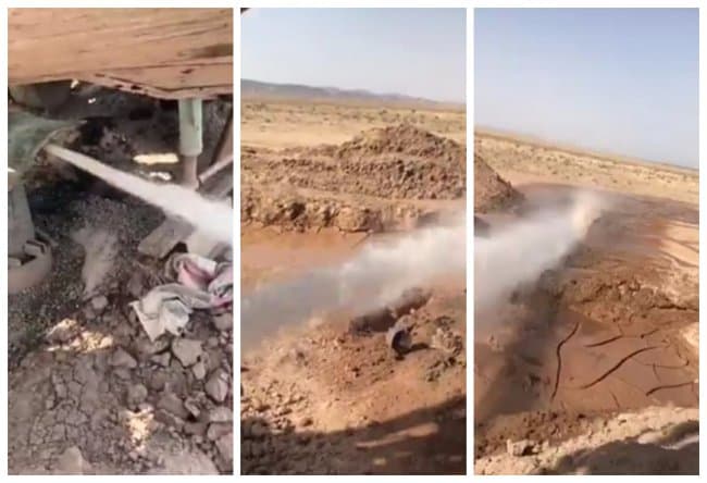 Surxondaryoda toza ichimlik suvi otilib chiqdi (video)