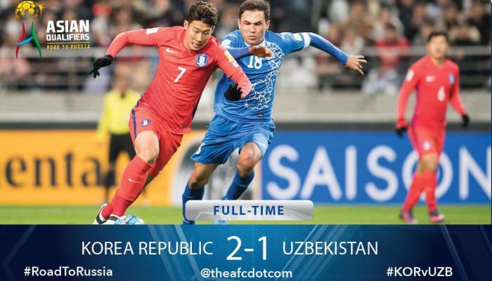 JCh-2018 saralashi. O‘zbekiston Janubiy Koreyaga yutqazdi