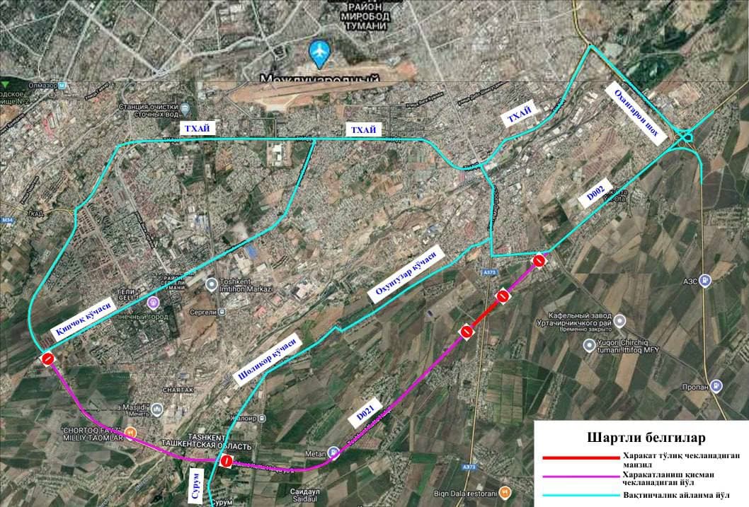 Ko‘prik qurilishi sabab Toshkentda bir qator yo‘llar yopiladi