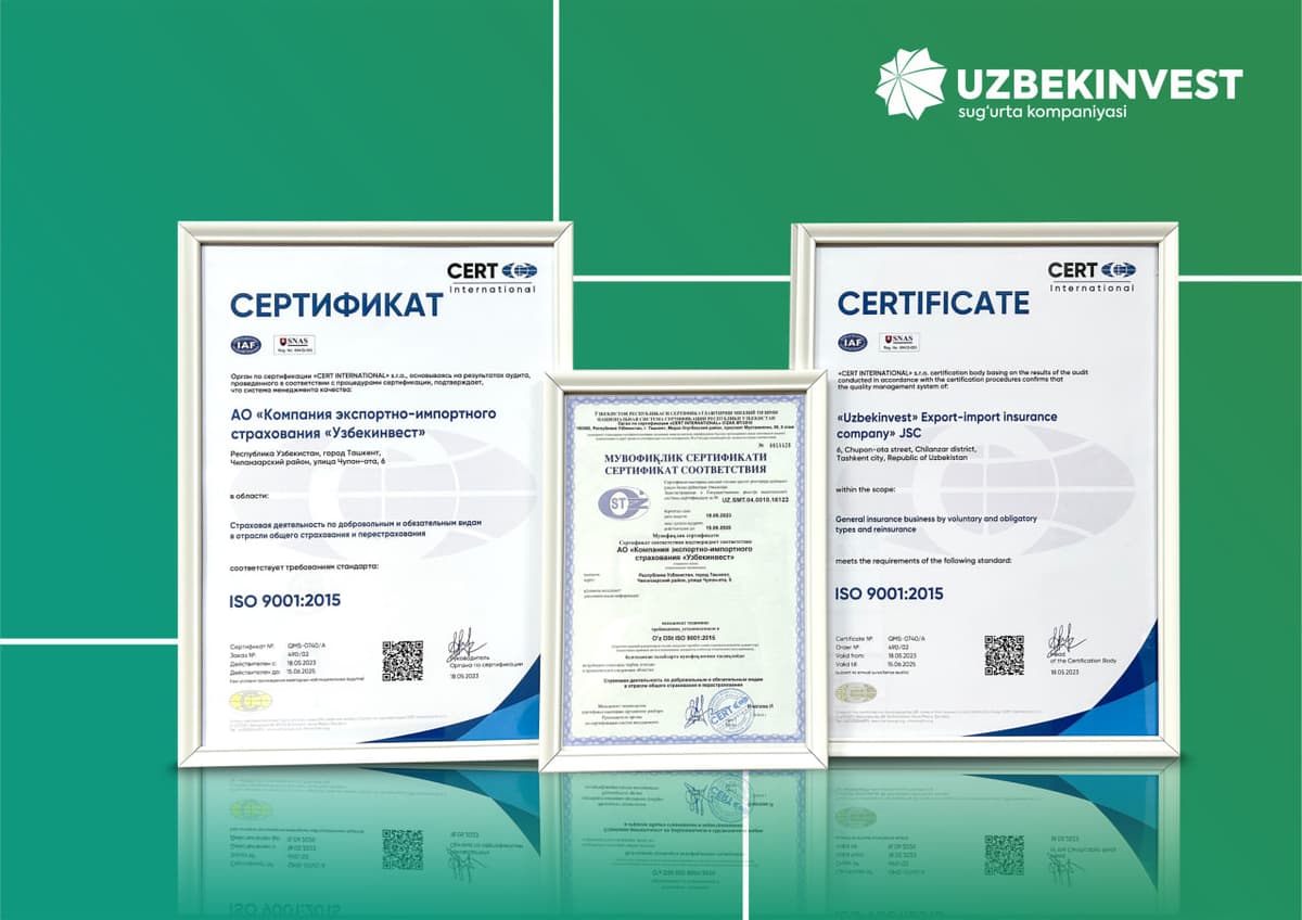 “O‘zbekinvest” kompaniyasi ISO 9001:2015 xalqaro auditidan muvaffaqiyatli o‘tdi