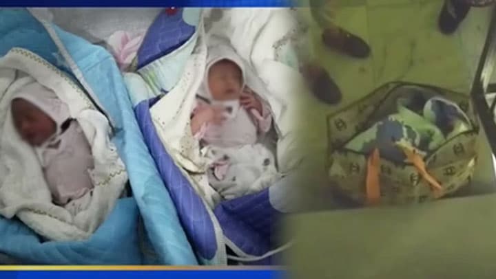 Newborn twins abandoned on an apartment sidewalk in Samarkand