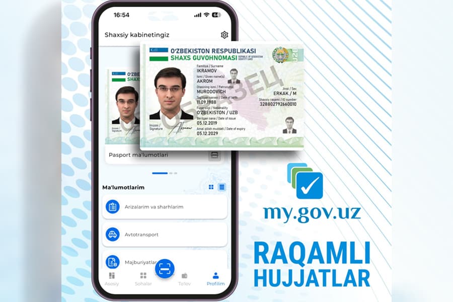 Shaxsni tasdiqlovchi va boshqa hujjatlarning elektron nusxasi ham rasman tan olinadi