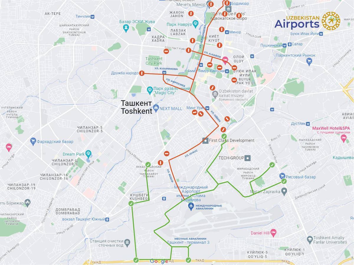 В Ташкенте 8-10 ноября дня временно ограничено движение на центральных улицах
