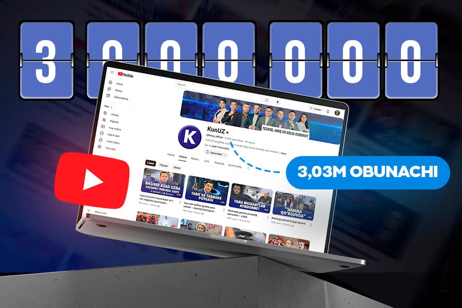 Kun.uz YouTube channel surpasses 3 million subscribers