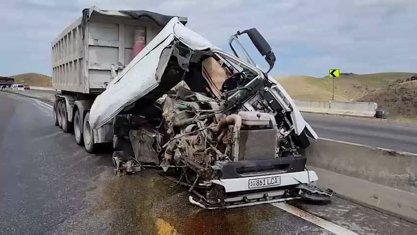 Several trucks collide on motorway in Jizzakh region