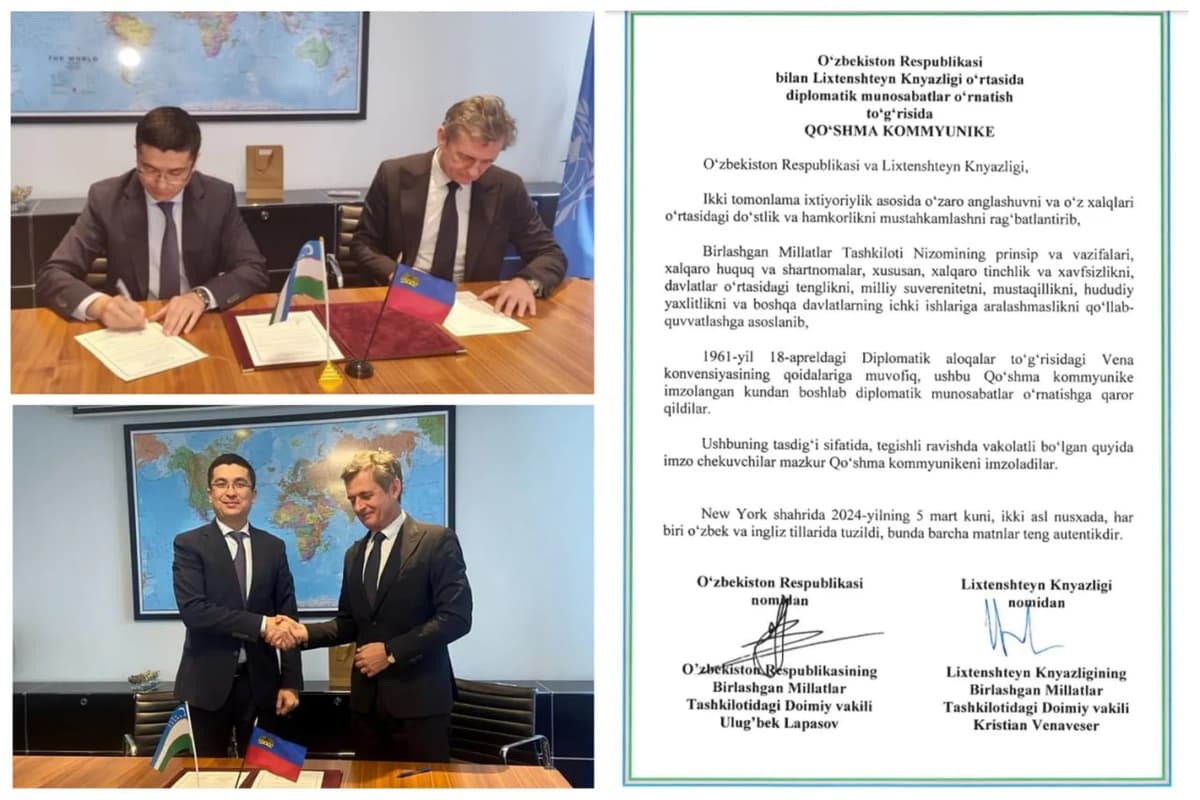 Uzbekistan establishes diplomatic relations with Liechtenstein
