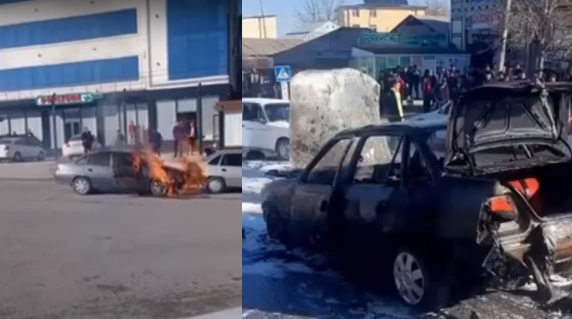 Qashqadaryoda svetoforda to‘xtab turgan Nexia yonib ketdi