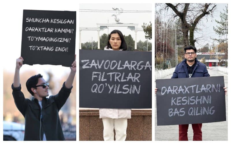 «Чанг ютишдан чарчадим» — Фаоллар тоза ҳаво учун флешмоб уюштиришди