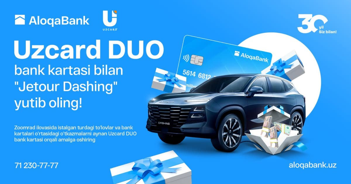 AloqaBank 30 yillik yubileyi munosabati bilan aksiya e’lon qildi