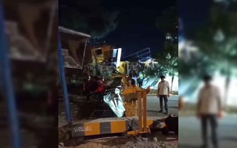 Chilonzordagi qurilish obektida minorali kran qulab tushdi