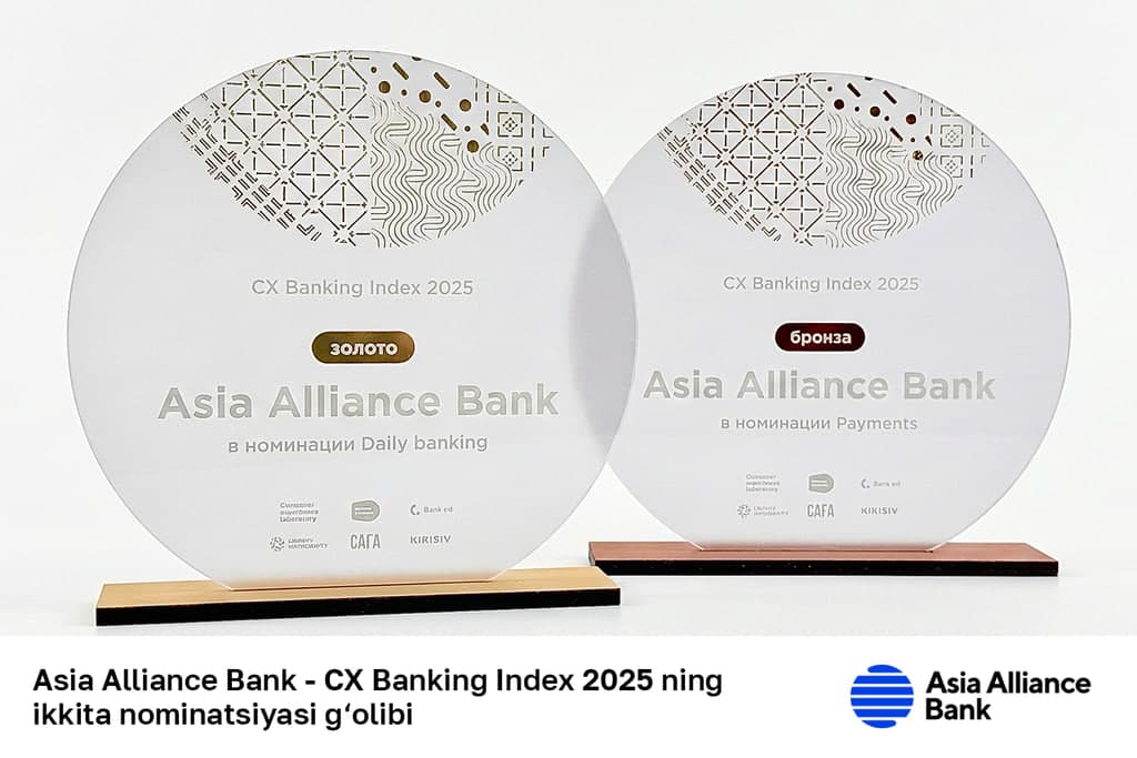 Asia Alliance Bank CX Banking Index 2025’da ikki yo‘nalish bo‘yicha g‘olib bo‘ldi