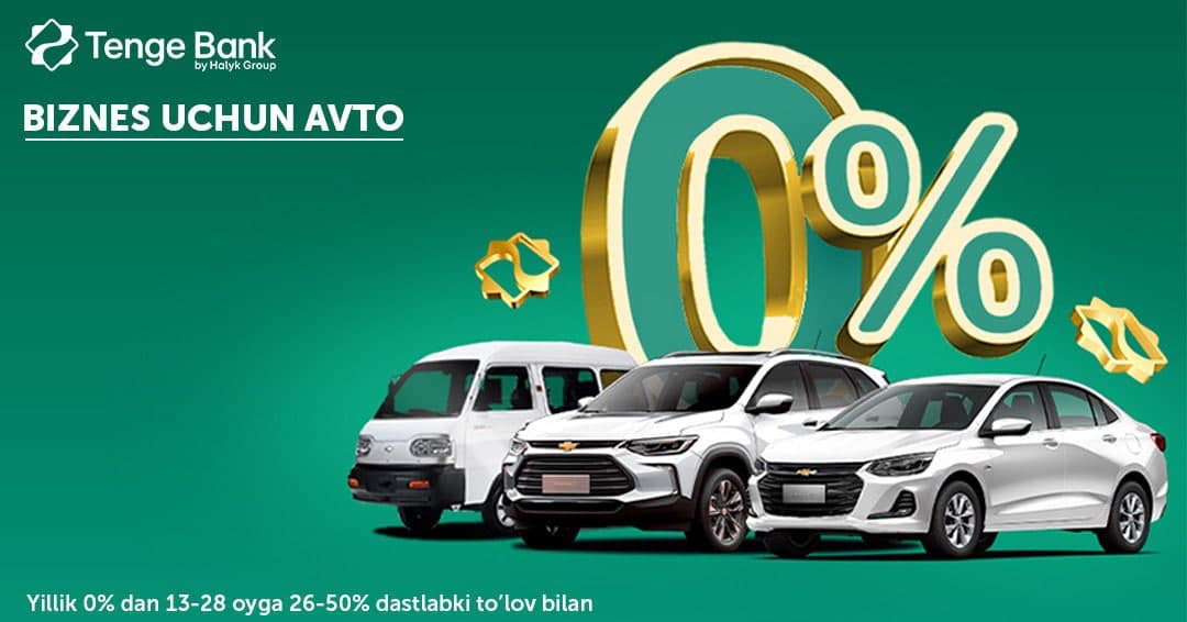 0% устама билан "Бизнес учун авто" - Damas, Onix, Tracker