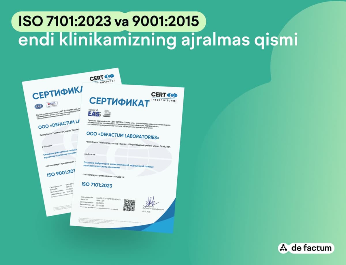 Xalqaro ISO standartlari de factum klinikasining ajralmas qismiga aylandi