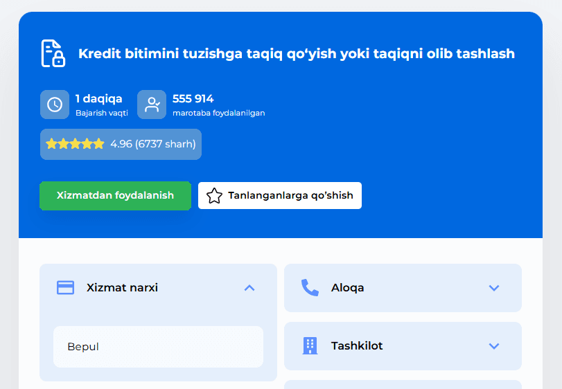 400 mingdan ortiq kishi o‘z nomiga kredit ajratilishini taqiqladi