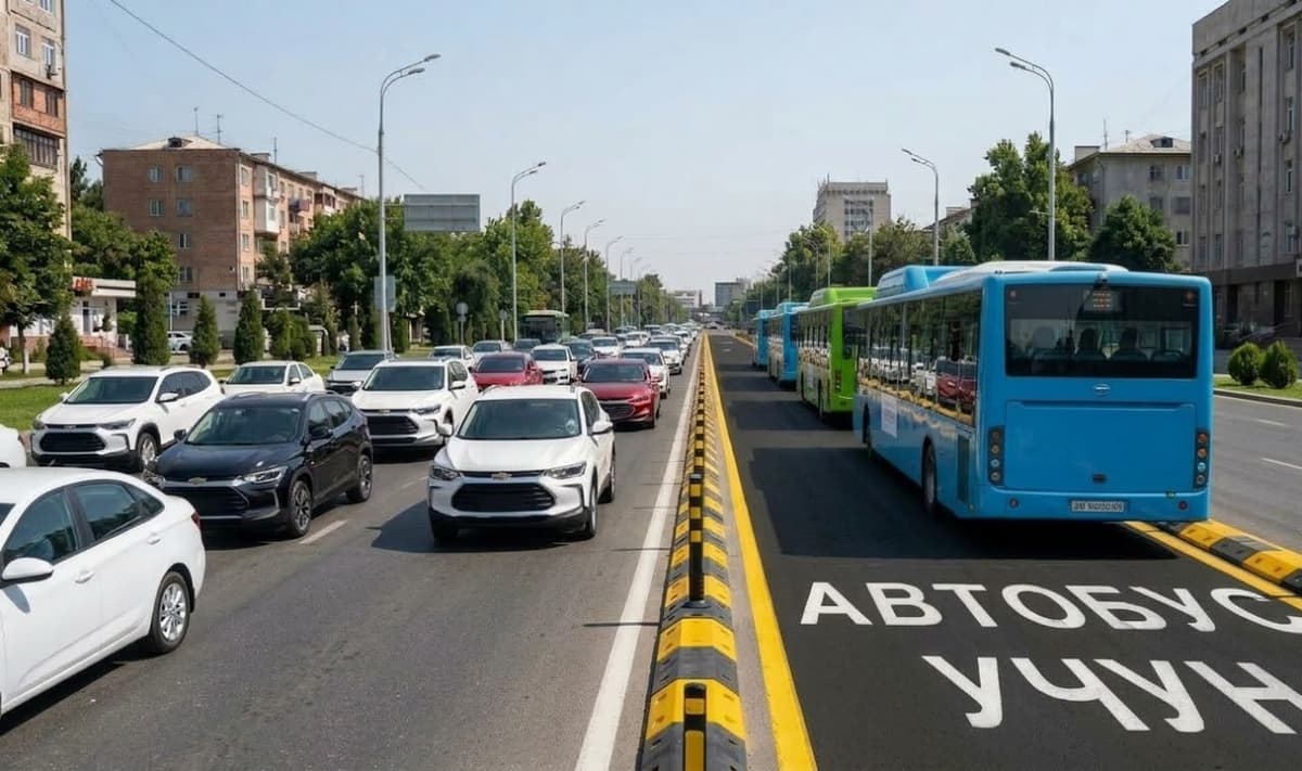Автобуслар учун махсус йўлаклар тўсиқлар билан ажратилади