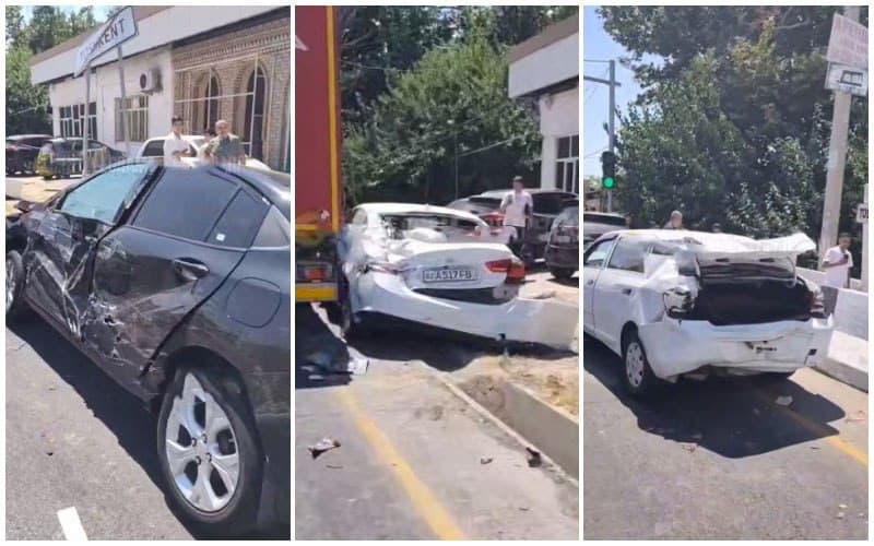 Uxlamasdan mashina boshqarish oqibati: Toshkentda 10 ta avtomobil ishtirokida YTH sodir bo‘ldi