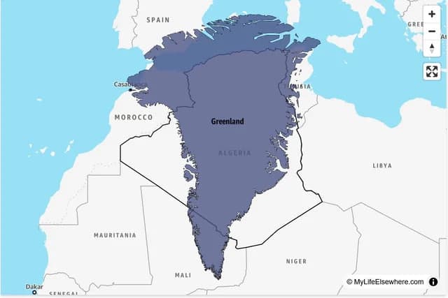 Xaritada bir xil, real farqi ulkan: Afrika vs Grenlandiya