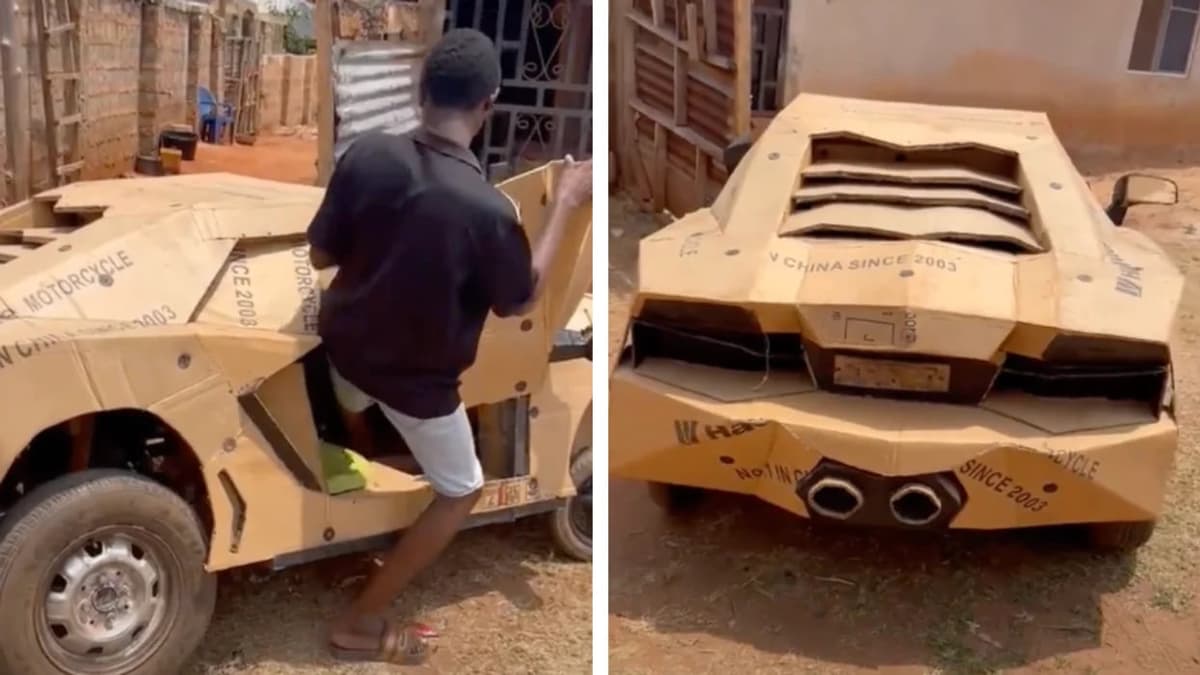 Нигериялик уста картондан Lamborghini ясади