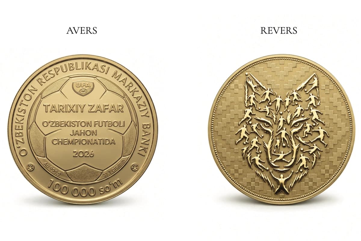 Central Bank issues commemorative gold and silver coins celebrating Uzbekistan's World Cup debut