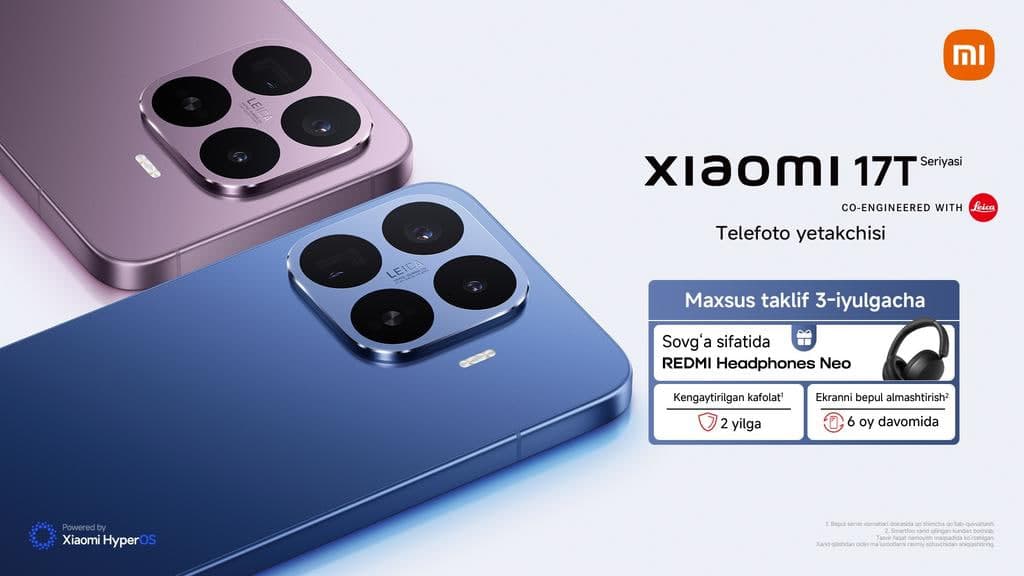 Xiaomi 17T серияси тақдим этилди — эмоциялар, концертлар ва шаҳар ҳикояларини тасвирга олиш учун смартфонлар