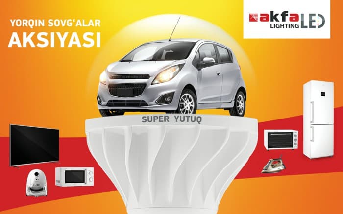 Akfa Lighting Spark avtomobili hamda boshqa sovg‘alarni “Yorqin Sovg‘alar” tanlovida o‘ynamoqda