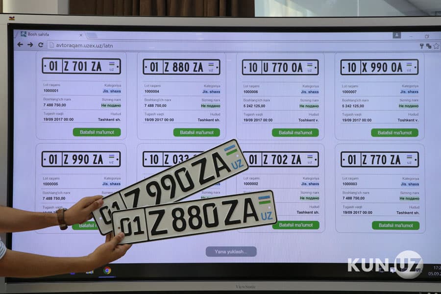 «Chiroyli» avtoraqamlarning sotilishi budjetga 121,7 mlrd so‘m keltirdi