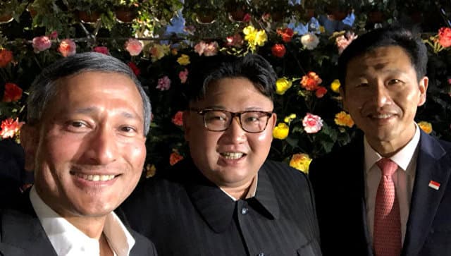 KXDR yetakchisi bilan selfi: Singapur vazirlari va Kim Chen In
